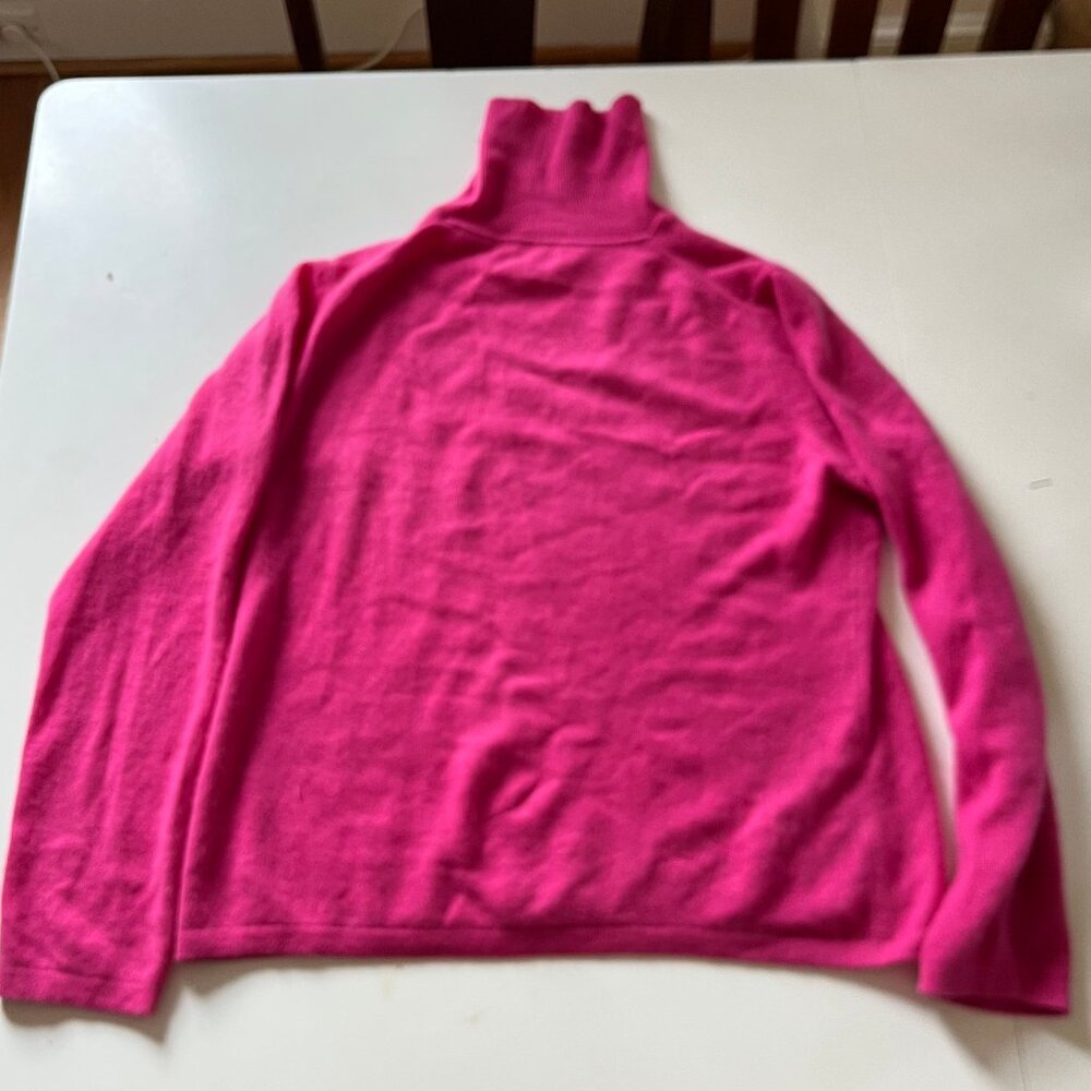 Womens Apt. 9 100% Cashmere Cowl Turtle Neck Sweater Size Large Hot Pink
